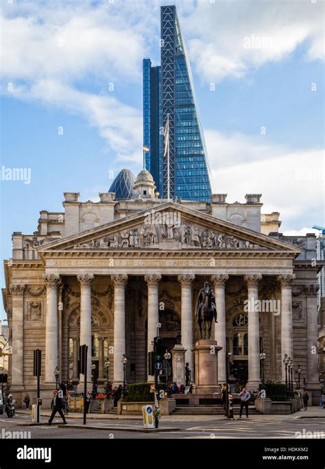 The Old Stock Exchange building near the Bank of England London with the Leadenhall building ...