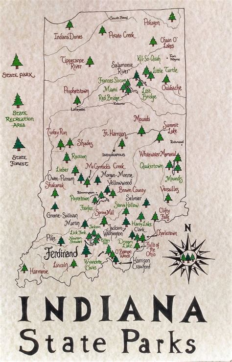 Indiana State Parks Map - Etsy