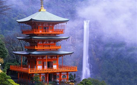 Download imagens Kyoto, Templo japonês, cachoeira, rock, montanhas, A ...