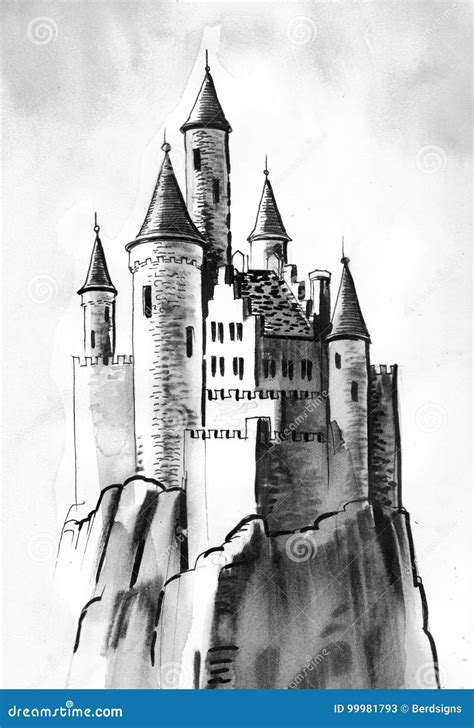 Old castle stock illustration. Illustration of artwork - 99981793