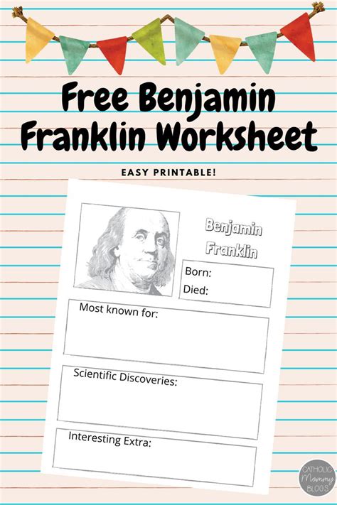 Benjamin Franklin Free Printable Worksheet | Benjamin franklin activities, Benjamin franklin ...