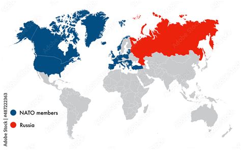 World map of NATO allies and Russia Stock Illustration | Adobe Stock