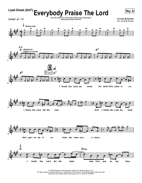 Everybody Praise The Lord Sheet Music PDF (Lincoln Brewster) - PraiseCharts