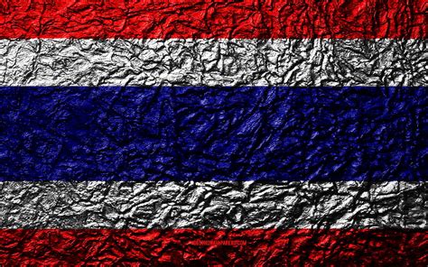 4K free download | Flag of Thailand stone texture, waves texture ...