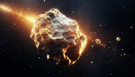 Premium Photo | Asteroid made of pure gold in space realistic