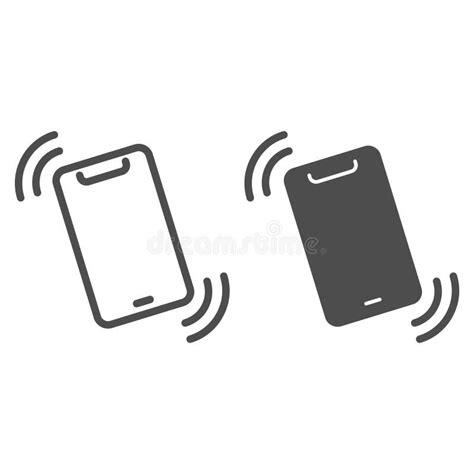 Vibration Alert in Smartphone Line and Solid Icon, Smartphone Concept, Mobile Call Sign on White ...