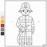 Color By Number Firefighter  Free Printable Coloring Pages sketch template