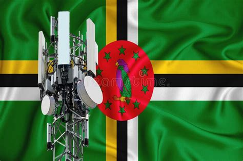 Dominica Flag, Background with Space for Your Logo - Industrial 3D Illustration. 5G Smart Mobile ...