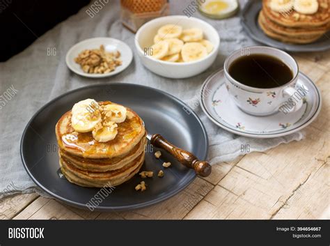 Pancakes Banana, Nuts Image & Photo (Free Trial) | Bigstock