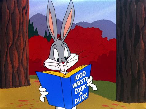 Bugs Bunny reads "1000 Ways to Cook a Duck" | Rabbit Fire (1951) | Bugs bunny cartoons, Looney ...