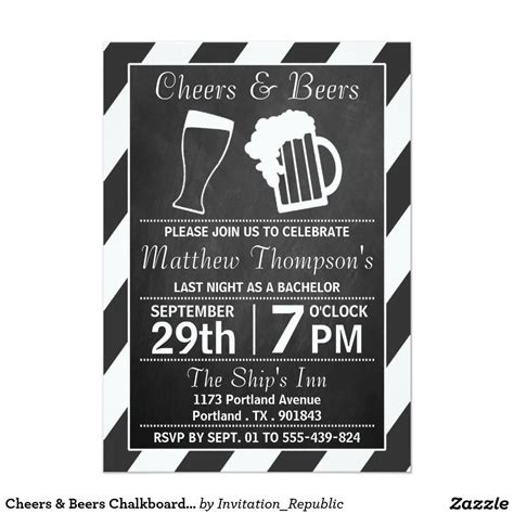 Cheers & Beers Chalkboard Bachelor Party Card Bachelor Party Games, Bachelor Party Invitations ...