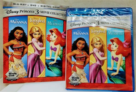 Disney Princess 3-Movie Collection Moana, Tangled, Little Mermaid NEW - DVDs & Blu-ray Discs