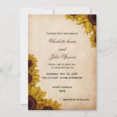 Rustic Sunflower Wedding Invitations | Zazzle