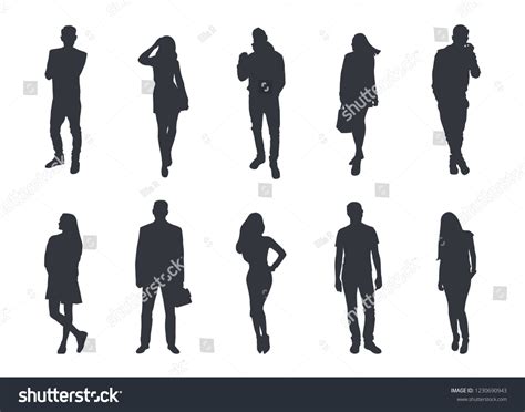 Silhouettes People Vector Set Stock Vector (Royalty Free) 1230690943 ...