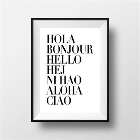 Hola Bonjour Hello 2 Posters Included. Instant Download. | Etsy