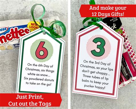 12 Days of Christmas Gift Tags for Him Printable Gift Tags 36 Different Printable Tags for 12 ...