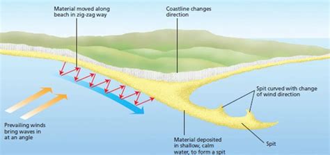 Spit formation. | Wind direction, Waves, Geography