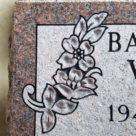 Headstone Simple Flower Engraving Designs - art-probono