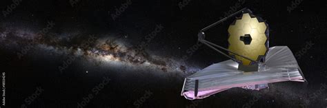 James Webb Space Telescope and the Milky Way galaxy Stock Illustration ...