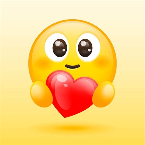 Cuidado emoji con corazón rojo | Vector Premium