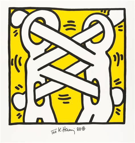 Keith Haring Art Attack On Aids (yellow) (Signed Print) 1988