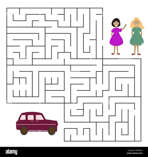 Maze game for kids.Find right way. Isolated simple square maze on white ...