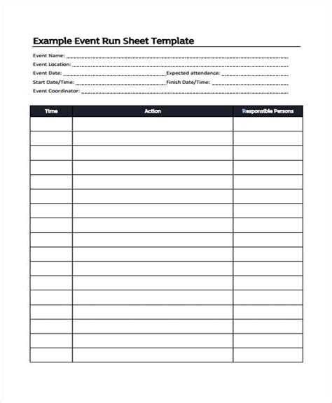 Event Run Sheet Template | DocTemplates