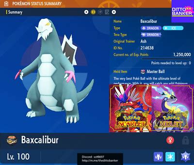 Pokemon Scarlet/Violet BAXCALIBUR (Reg) Lv.100 Adamant 6IV w/ Masterball TRADE | eBay