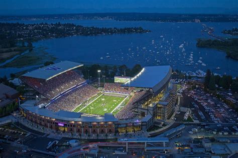 Husky Stadium and the Lake Photograph by Max Waugh - Pixels