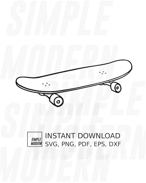 Plain Street Skateboard Drawing SVG Vector Files Simple - Etsy