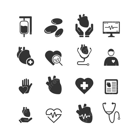 Medical Checkup Vector Hd PNG Images, Heart Medical Checkup Vector Icon Set Template, Heart ...