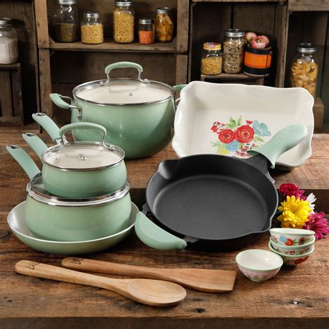 The Pioneer Woman Clara Cookware Set, 17 Piece - Walmart.com