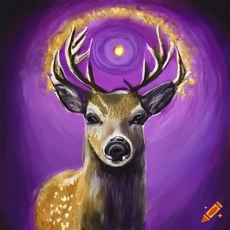 Purple deer with a gold halo