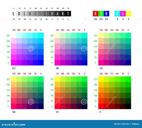 RGB Color Chart Test Printing Palette, Pixel Colour Swatch Prepress Calibrate Testing. Cartoon ...