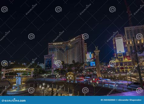 Wonderful Colorful Landscape View of Las Vegas Strip on Dark Night Sky ...