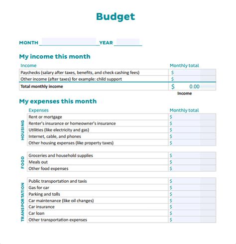 FREE 7+ Personal Budget Samples in Google Docs | Google Sheets | Excel | MS Word | Numbers ...