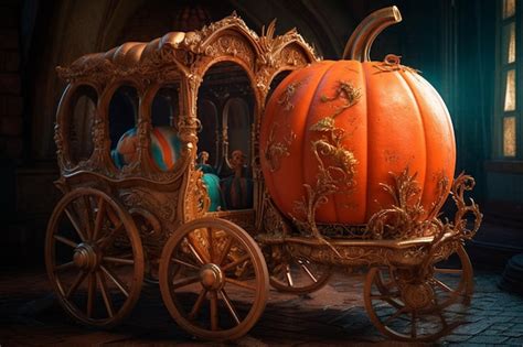 Premium AI Image | A cinderella carriage with a pumpkin on the front.