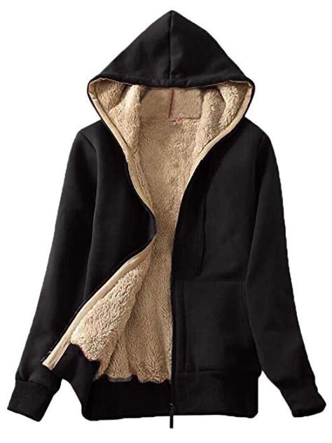 Women's Solid Thick Sherpa Fleece Lined Zip Up Pockets Hoodie Sweatshirt Jacket - Walmart.com