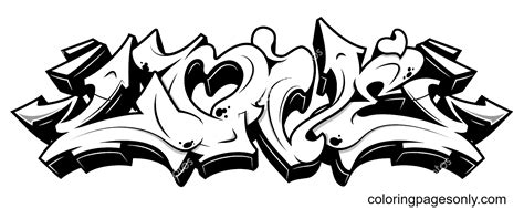 I Love You Graffiti Coloring Pages