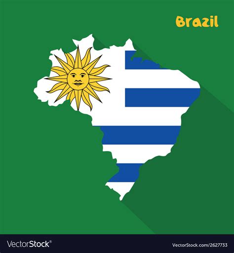 Abstract uruguay flag on brazil map Royalty Free Vector