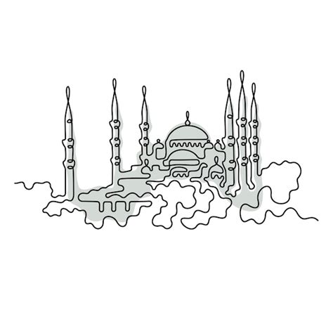 Premium Vector | Blue mosque istanbul continuous line vector illustration