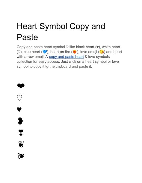 Heart Text Symbol Copy and Paste by symbolcopy - Issuu