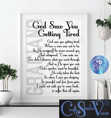 God Saw You Getting Tired Bereavement Gifts Sympathy Messages - Etsy