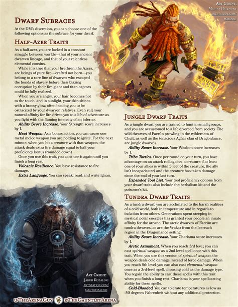 [OC][Homebrew] Dwarven Subraces | Revitalize your dwarf's flavor with Half-Azers, Jungle Dwarves ...