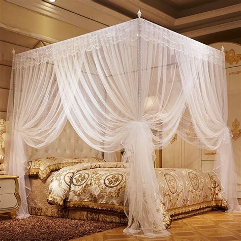 Four Corner Post Mosquito Net for Bed Canopy, Decorative Bed Curtain ...