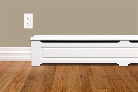 Craftsman Style 6 ft. Wood Baseboard Heater Cover Kit in White - Vent ...