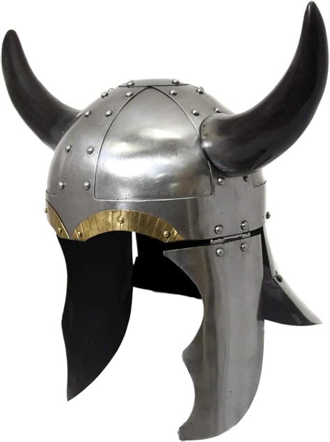 Amazon.com: Horned Viking Helmet w/Side & Rear Guards Silver: Clothing