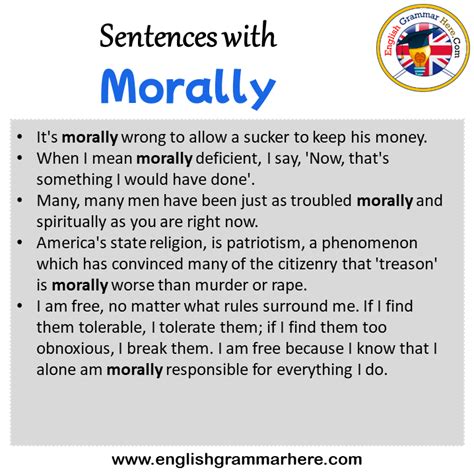 Sentences with Morally, Morally in a Sentence in English, Sentences For ...