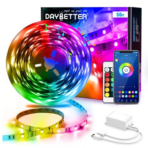 Buy DAYBETTER Led Strip Lights Smart with App Control Remote, 5050 RGB for Bedroom, Music Sync ...