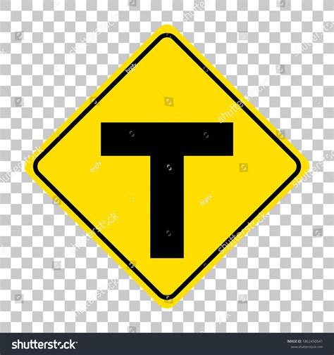 Yellow Traffic Warning Sign On Transparent Stock Vector (Royalty Free ...